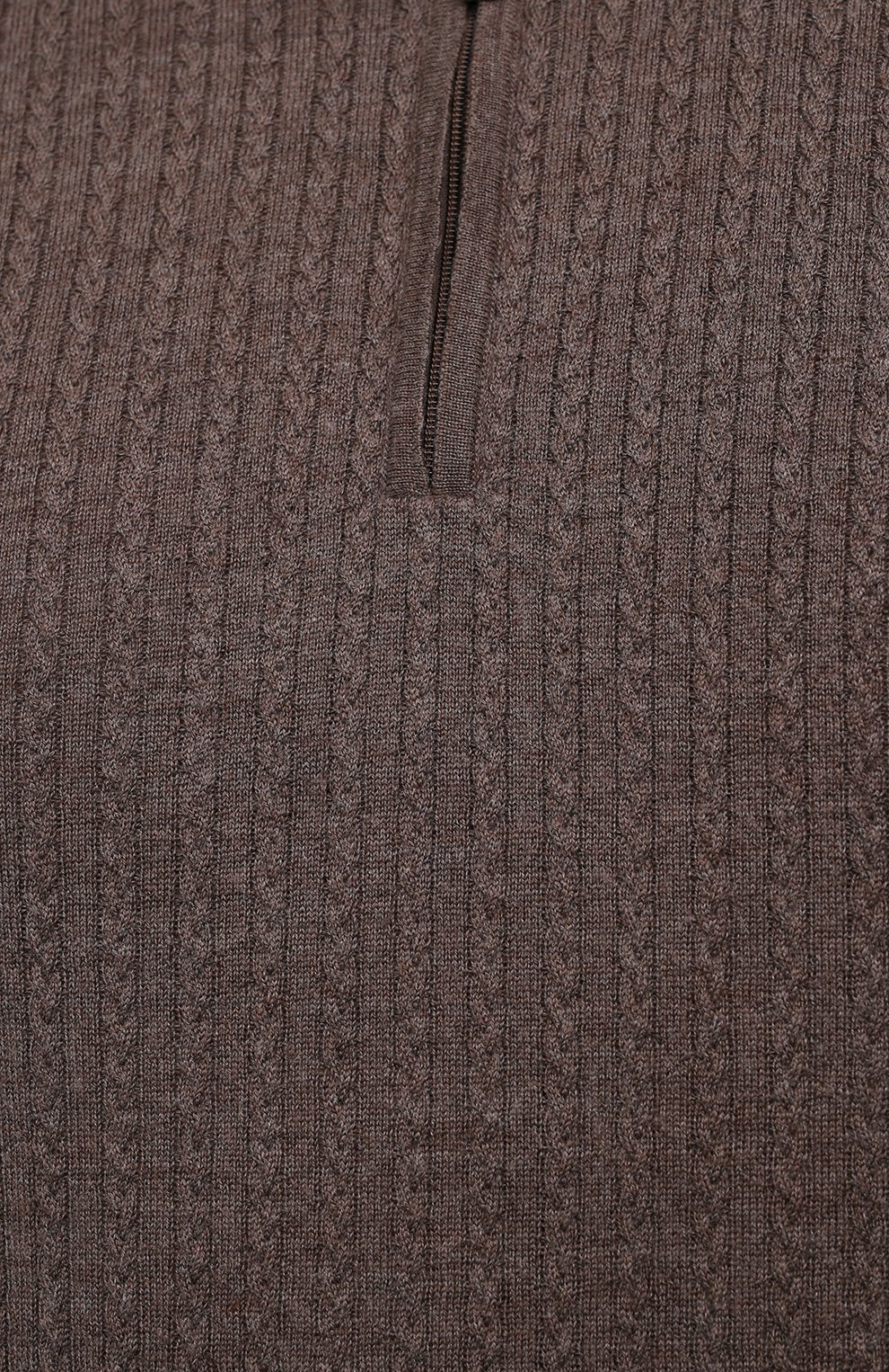 Мужское поло из шерсти и шелка ANDREA CAMPAGNA коричневого цвета, арт. WU01-212-F200/60-64 | Фото 5 (Big sizes: Big Sizes; Материал внешний: Шерсть; Застежка: Молния; Рукава: Длинные; Длина (для топов): Удлиненные; Кросс-КТ: Трикотаж; Стили: Кэжуэл)