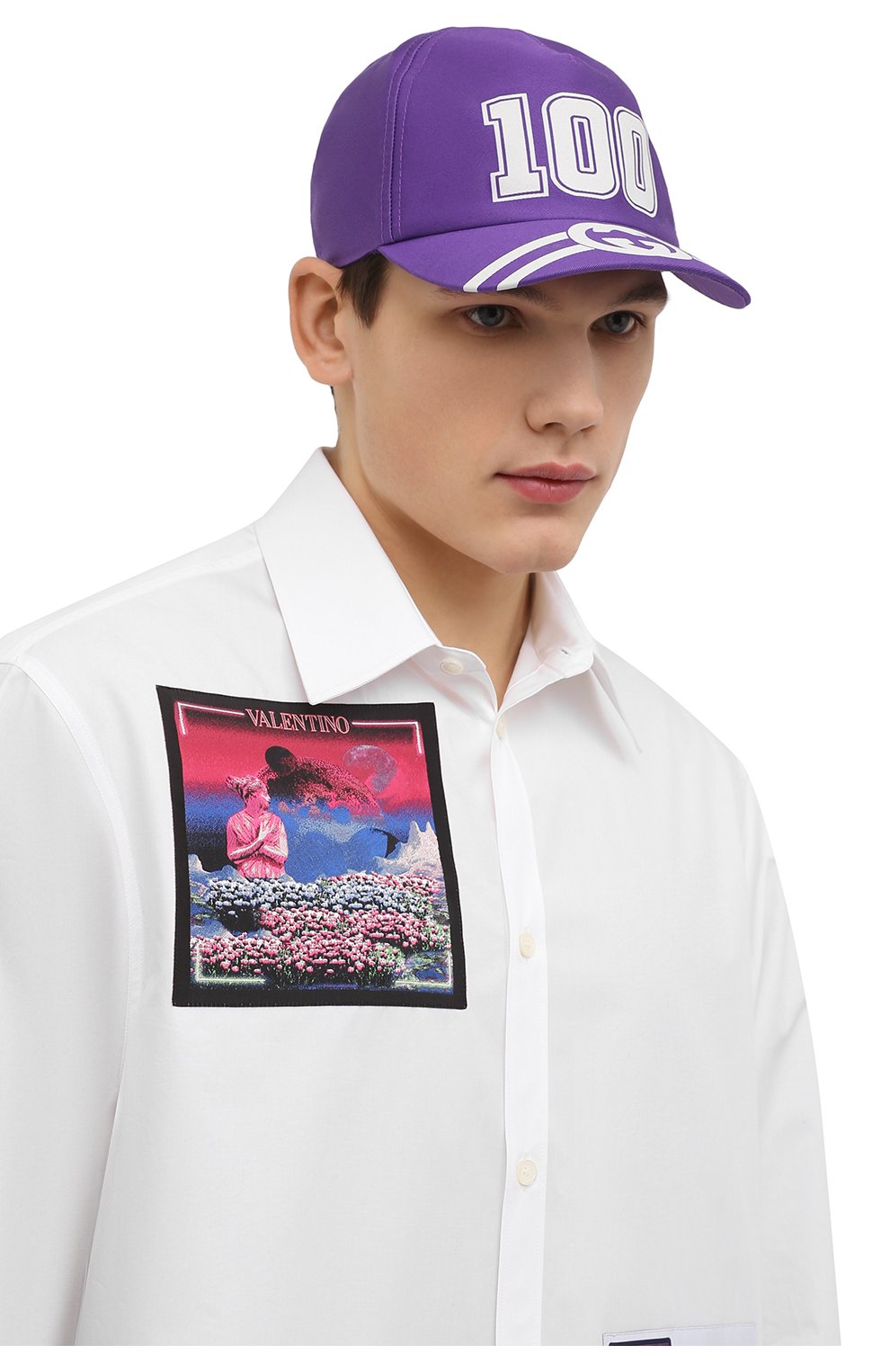 Мужской хлопковая бейсболка GUCCI фиолетового цвета, арт. 673081/4HAKR | Фото 2 (Материал: Текстиль, Хлопок)
