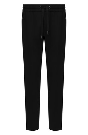 Мужские шерстяные брюки DOLCE & GABBANA черного цвета, арт. GV49ET/FUBE7 | Фото 1 (Материал внешний: Шерсть; Длина (брюки, джинсы): Стандартные; Случай: Повседневный; Стили: Спорт-шик)