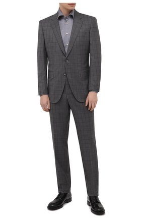Мужская хлопковая рубашка KITON серого цвета по цене 63400 руб., арт. UMCNERH0804609 | Фото 2 Мужская хлопковая рубашка KITON серого цвета, арт. UMCNERH0804609 | Фото 2 (Длина (для топов): Стандартные; Материал внешний: Хлопок; Рукава: Длинные; Случай: Повседневный; Манжеты: На пуговицах; Воротник: Акула; Рубашки М: Slim Fit; Принт: Однотонные; Стили: Кэжуэл)