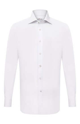 Мужская хлопковая сорочка KITON белого цвета по цене 83050 руб., арт. UCIH0808801 | Фото 1 Мужская хлопковая сорочка KITON белого цвета, арт. UCIH0808801 | Фото 1 (Рукава: Длинные; Материал внешний: Хлопок; Длина (для топов): Стандартные; Случай: Формальный; Манжеты: На пуговицах; Воротник: Акула; Рубашки М: Regular Fit; Принт: Однотонные; Стили: Классический)