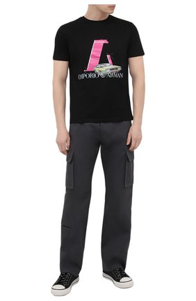 Мужская хлопковая футболка EMPORIO ARMANI черного цвета по цене 23100 руб., арт. 3L1T8P/1JW5Z | Фото 2 Мужская хлопковая футболка EMPORIO ARMANI черного цвета, арт. 3L1T8P/1JW5Z | Фото 2 (Рукава: Короткие; Длина (для топов): Стандартные; Материал внешний: Хлопок; Принт: С принтом; Стили: Ретро, Кэжуэл)