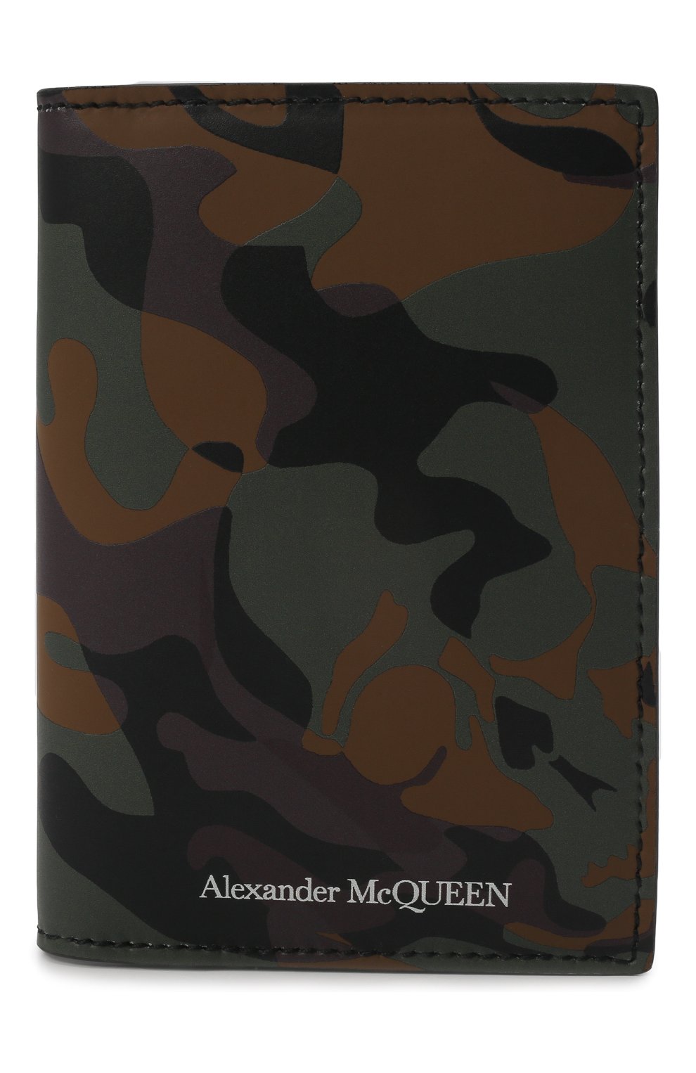 Мужской кожаный футляр для кредитных карт ALEXANDER MCQUEEN хаки цвета, арт. 625523/1AAEN | Фото 1 (Материал: Натуральная кожа)