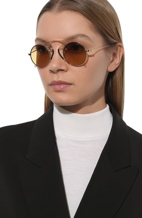 Женские солнцезащитные очки GUCCI коричневого цвета, арт. GG0991S 003 | Фото 2 (Тип очков: С/з; Кросс-КТ: С/з-унисекс; Оптика Гендер: оптика-унисекс; Очки форма: Круглые)
