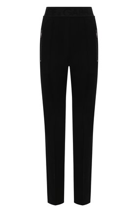 Женские брюки DOLCE & GABBANA черного цвета, арт. FTCD2T/GD095 | Фото 1 (Материал внешний: Вискоза; Длина (брюки, джинсы): Стандартные; Стили: Гламурный; Женское Кросс-КТ: Брюки-одежда; Силуэт Ж (брюки и джинсы): Прямые; Кросс-КТ: Трикотаж)