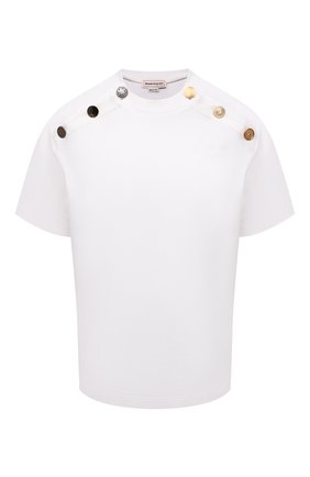 Женская хлопковая футболка ALEXANDER MCQUEEN белого цвета, арт. 687134/QLAA6 | Фото 1 (Рукава: Короткие; Длина (для топов): Стандартные; Материал внешний: Хлопок; Стили: Спорт-шик; Женское Кросс-КТ: Футболка-одежда)