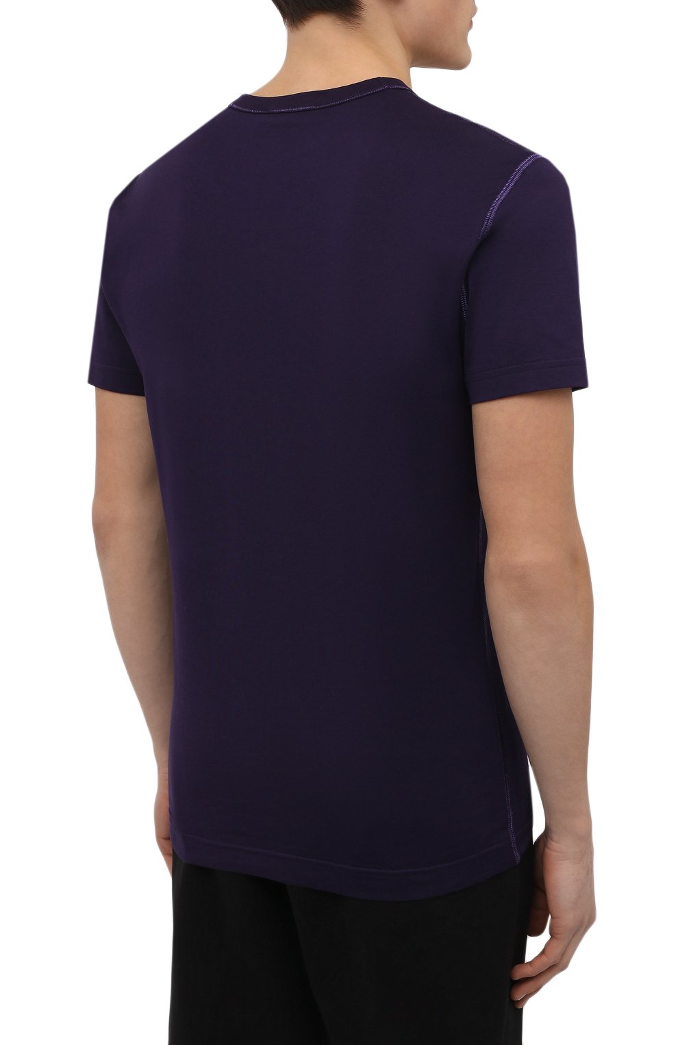 Мужская хлопковая футболка DOLCE & GABBANA фиолетового цвета, арт. G8KJ9T/FU7EQ | Фото 4 (Принт: Без принта; Рукава: Короткие; Длина (для топов): Стандартные; Материал внешний: Хлопок; Стили: Кэжуэл)