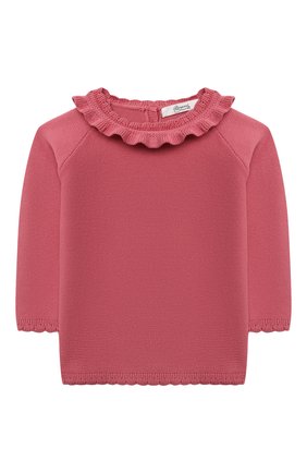 Детский хлопковый пуловер BONPOINT темно-розового цвета, арт. S01XJUKN0101(023)_844423 | Фото 1 (Девочки Кросс-КТ: Пуловер-одежда; Рукава: Короткие; Региональные ограничения белый список (Axapta Mercury): RU; Материал внешний: Хлопок)