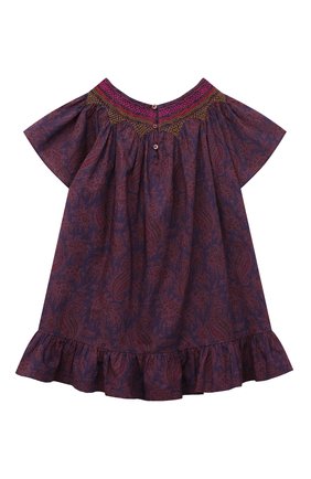 Детское хлопковое платье BONPOINT фиолетового цвета, арт. W01GDRWO2801(653A)_866181 | Фото 2 (Рукава: Короткие; Материал внешний: Хлопок)