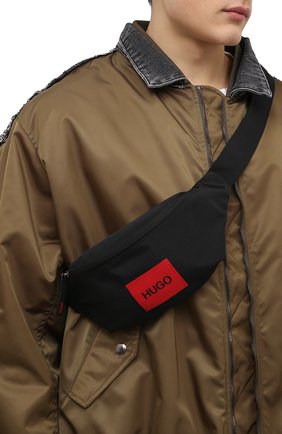 Мужская текстильная поясная сумка HUGO черного цвета, арт. 50455547 | Фото 2 (Ремень/цепочка: На ремешке; Размер: medium; Материал: Текстиль)
