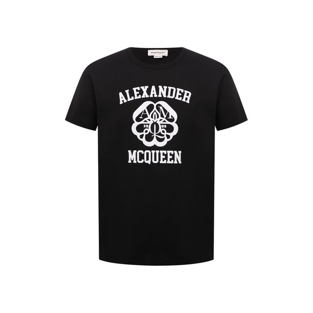 Хлопковая футболка Alexander McQueen Чёрный 682519/QSZ53 5611773