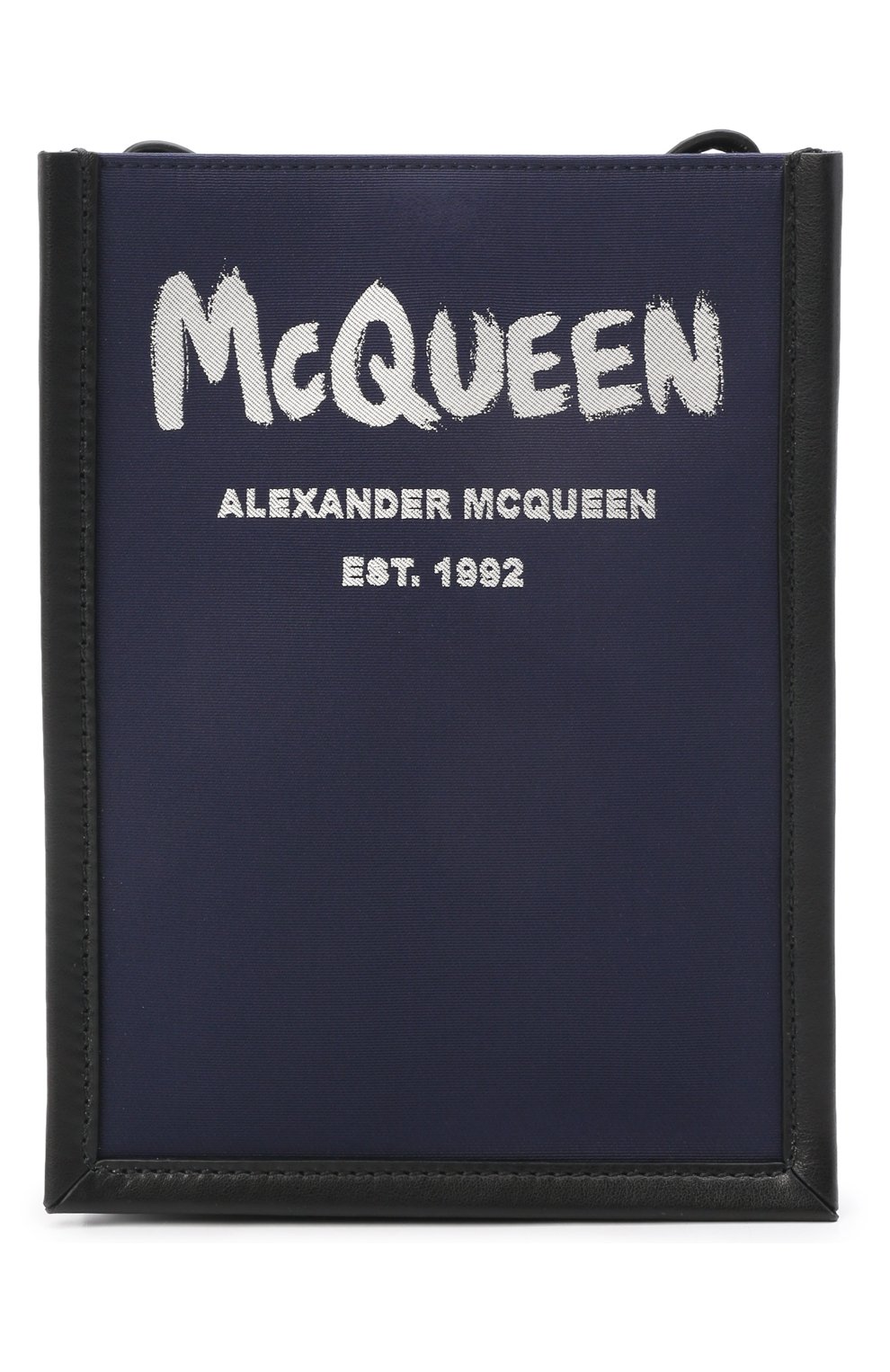 Мужская комбинированная сумка edge mini ALEXANDER MCQUEEN темно-синего цвета, арт. 668592/1AAEZ | Фото 1 (Размер: mini; Ремень/цепочка: На ремешке; Материал: Текстиль)