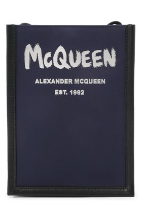 Мужская комбинированная сумка edge mini ALEXANDER MCQUEEN темно-синего цвета, арт. 668592/1AAEZ | Фото 1 (Размер: mini; Ремень/цепочка: На ремешке; Материал: Текстиль)