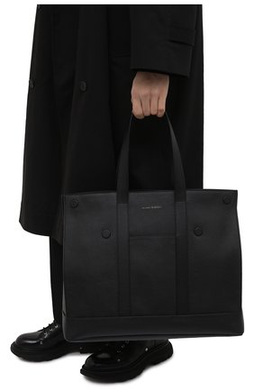 Мужская кожаная сумка-шопер de manta ALEXANDER MCQUEEN черного цвета, арт. 683113/1AAE0 | Фото 2 (Материал: Натуральная кожа; Размер: large)