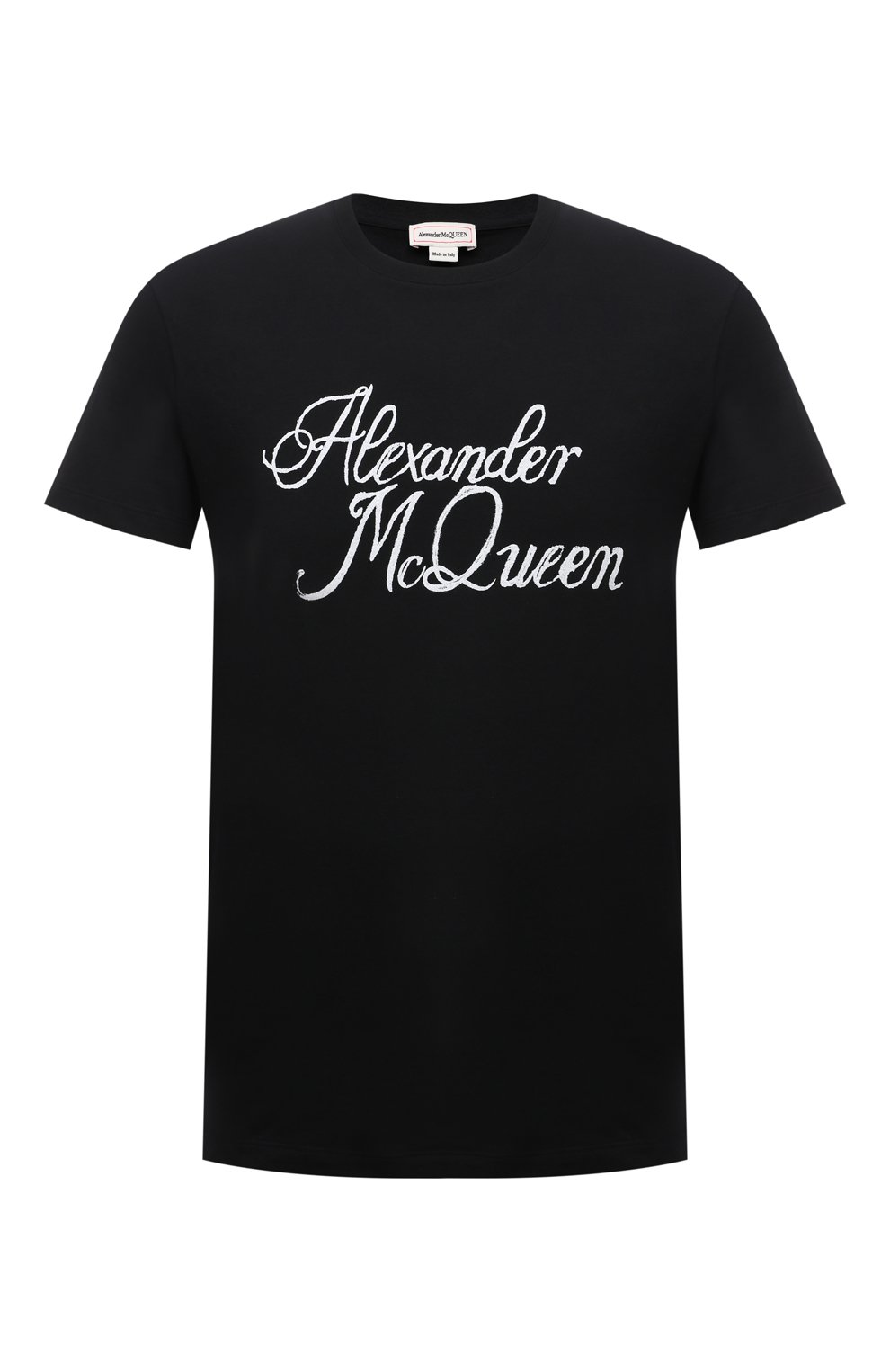Мужская хлопковая футболка ALEXANDER MCQUEEN черного цвета, арт. 687714/QSZ86 | Фото 1 (Рукава: Короткие; Длина (для топов): Стандартные; Стили: Гранж; Принт: С принтом; Материал внешний: Хлопок)