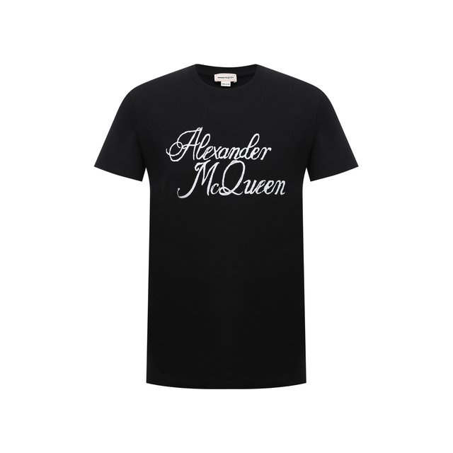 Хлопковая футболка Alexander McQueen Чёрный 687714/QSZ86 5612355