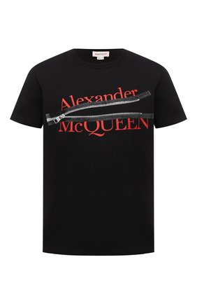 Мужская хлопковая футболка ALEXANDER MCQUEEN черного цвета, арт. 688189/QSZ8A | Фото 1 (Материал внешний: Хлопок; Рукава: Короткие; Длина (для топов): Стандартные; Принт: С принтом; Стили: Гранж)