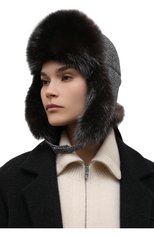 Женская шапка-ушанка из шерсти и кашемира BLACK SABLE серого цвета, арт. BS-005F6/SH | Фото 2 (Материал: Текстиль, Кашемир, Шерсть)
