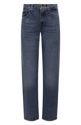 Женские джинсы 7 FOR ALL MANKIND синего цвета, арт. JSSTC100ED | Фото 1 (Материал внешний: Хлопок, Деним; Длина (брюки, джинсы): Стандартные; Стили: Кэжуэл; Кросс-КТ: Деним; Силуэт Ж (брюки и джинсы): Широкие)
