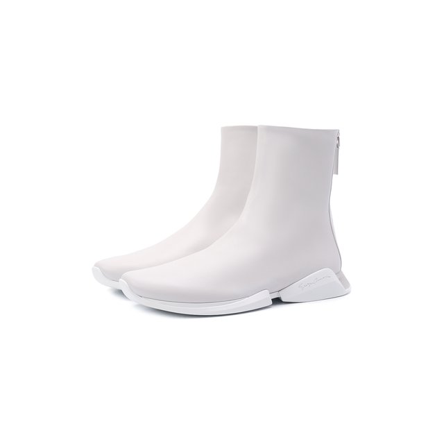 Кожаные ботинки Giorgio Armani белого цвета