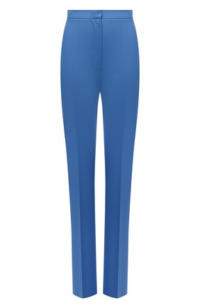 Женские шерстяные брюки ALEXANDER MCQUEEN голубого цвета, арт. 684811/QJACB | Фото 1 (Длина (брюки, джинсы): Удлиненные; Материал внешний: Шерсть; Стили: Гламурный; Женское Кросс-КТ: Брюки-одежда; Силуэт Ж (брюки и джинсы): Прямые; Региональные ограничения белый список (Axapta Mercury): RU)