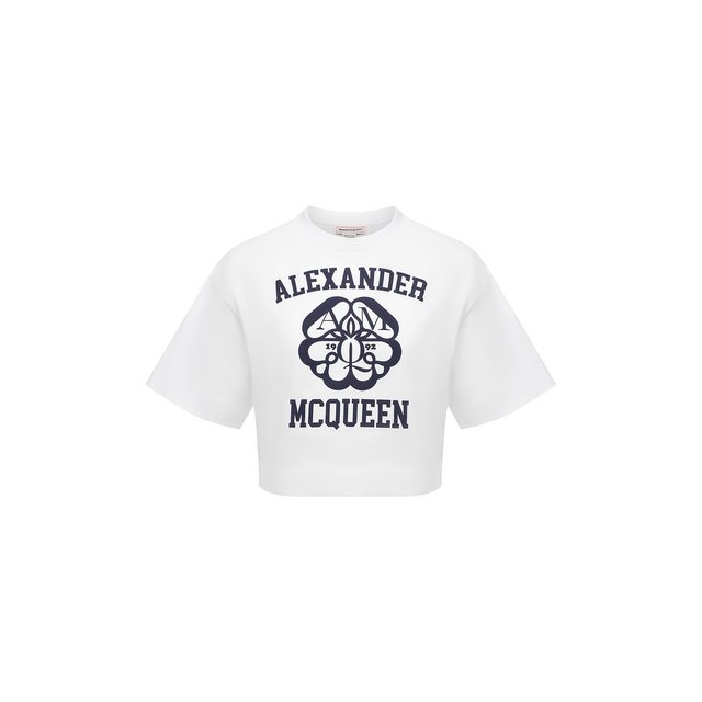 Хлопковая футболка Alexander McQueen белого цвета