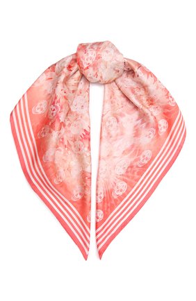 Женский шелковый платок ALEXANDER MCQUEEN кораллового цвета, арт. 687144/3001Q | Фото 1 (Материал: Текстиль, Шелк)