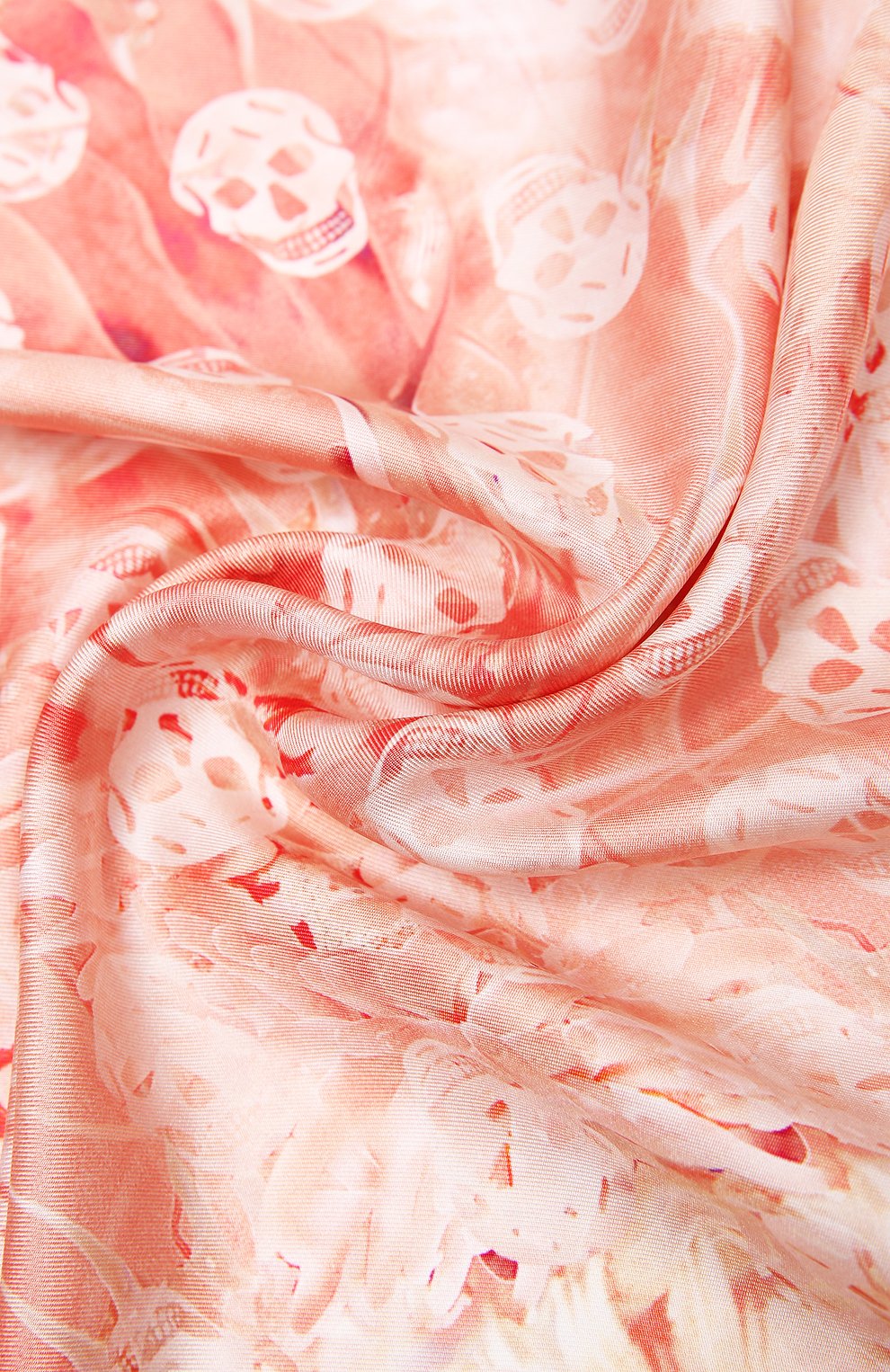 Женский шелковый платок ALEXANDER MCQUEEN кораллового цвета, арт. 687144/3001Q | Фото 4 (Материал: Текстиль, Шелк)