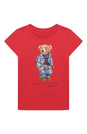 Детская хлопковая футболка RALPH LAUREN красного цвета, арт. 312856392 | Фото 1 (Рукава: Короткие; Материал внешний: Хлопок; Ростовка одежда: 5 лет | 110 см, 6 лет | 116 см)