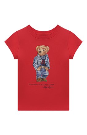 Детская хлопковый свитшот POLO RALPH LAUREN красного цвета, арт. 311856392 | Фото 1 (Материал внешний: Хлопок; Рукава: Короткие; Ростовка одежда: 18 мес | 86 см, 3 года | 98 см, 4 года | 104 см)