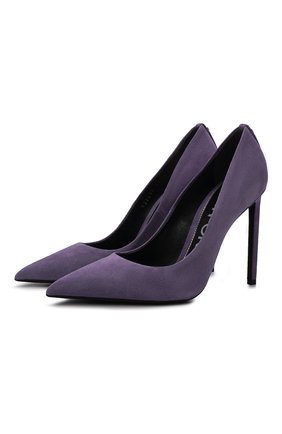 Женские замшевые туфли t screw TOM FORD фиолетового цвета, арт. W2325S-LCL071 | Фото 1 (Материал внешний: Кожа, Замша; Каблук высота: Высокий; Подошва: Плоская; Материал внутренний: Натуральная кожа; Каблук тип: Шпилька)