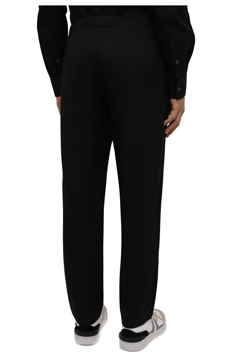Мужские брюки LIMITATO черного цвета, арт. 0CEANS/L0UNGE PANTS | Фото 4 (Длина (брюки, джинсы): Стандартные; Случай: Повседневный; Стили: Минимализм; Материал внешний: Растительное волокно)