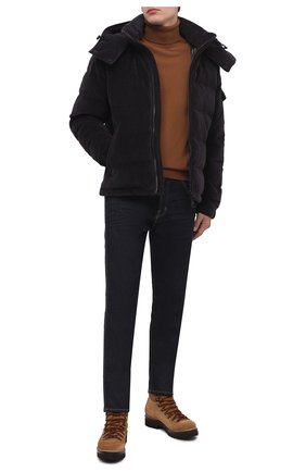 Мужская пуховая куртка maya MONCLER темно-синего цвета, арт. G2-091-1A001-67-595HA | Фото 2 (Материал утеплителя: Пух и перо; Материал подклада: Синтетический материал; Рукава: Длинные; Материал внешний: Хлопок; Длина (верхняя одежда): Короткие; Мужское Кросс-КТ: пуховик-короткий; Кросс-КТ: Куртка; Стили: Спорт-шик)