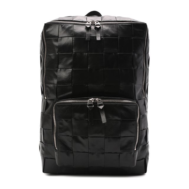 Кожаный рюкзак Cassette Bottega Veneta черного цвета