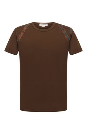 Мужская хлопковая футболка ALEXANDER MCQUEEN коричневого цвета, арт. 659607/QSX88 | Фото 1 (Рукава: Короткие; Материал внешний: Хлопок; Длина (для топов): Стандартные; Принт: С принтом; Стили: Гранж; Региональные ограничения белый список (Axapta Mercury): RU)