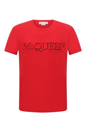Мужская хлопковая футболка ALEXANDER MCQUEEN красного цвета, арт. 649876/QSZ56 | Фото 1 (Рукава: Короткие; Длина (для топов): Стандартные; Материал внешний: Хлопок; Принт: С принтом; Стили: Гранж; Региональные ограничения белый список (Axapta Mercury): RU)