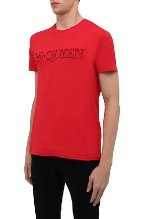 Мужская хлопковая футболка ALEXANDER MCQUEEN красного цвета, арт. 649876/QSZ56 | Фото 3 (Рукава: Короткие; Длина (для топов): Стандартные; Стили: Гранж; Принт: С принтом; Региональные ограничения белый список (Axapta Mercury): RU; Материал внешний: Хлопок)