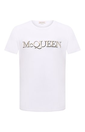 Мужская хлопковая футболка ALEXANDER MCQUEEN белого цвета, арт. 649876/QRZ56 | Фото 1 (Рукава: Короткие; Длина (для топов): Стандартные; Материал внешний: Хлопок; Принт: С принтом; Стили: Гранж; Региональные ограничения белый список (Axapta Mercury): RU)