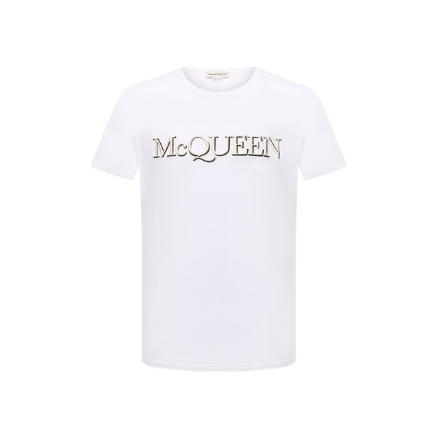 Хлопковая футболка Alexander McQueen белого цвета