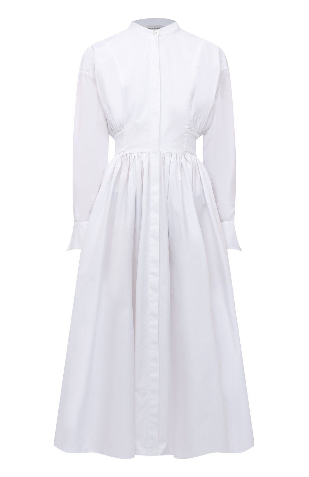 Хлопковое платье Alexander McQueen Белый 690987/QAAAD 5611695