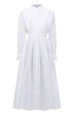 Женское хлопковое платье ALEXANDER MCQUEEN белого цвета, арт. 690987/QAAAD | Фото 1 (Материал подклада: Хлопок; Рукава: Длинные; Длина Ж (юбки, платья, шорты): Миди; Материал внешний: Хлопок; Женское Кросс-КТ: Платье-одежда, платье-рубашка; Случай: Повседневный; Стили: Кэжуэл)