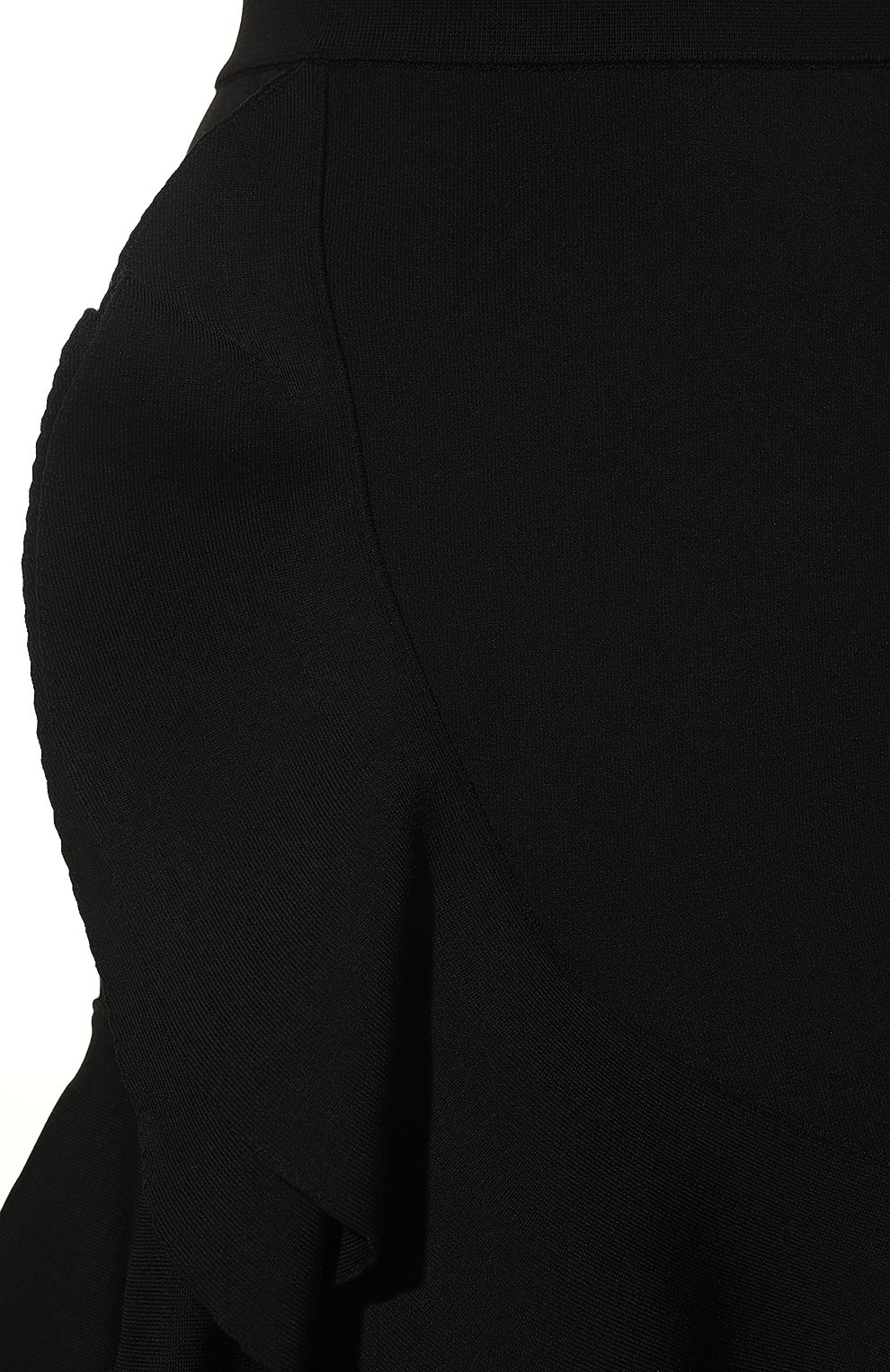 Женская юбка ALEXANDER MCQUEEN черного цвета, арт. 688636/Q1AZN | Фото 5 (Длина Ж (юбки, платья, шорты): Мини; Региональные ограничения белый список (Axapta Mercury): RU; Женское Кросс-КТ: Юбка-одежда; Материал внешний: Вискоза; Стили: Романтичный)