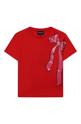 Детская хлопковая футболка EMPORIO ARMANI красного цвета по цене 9630 руб., арт. 3L3T06/3J4NZ | Фото 1 Детская хлопковая футболка EMPORIO ARMANI красного цвета, арт. 3L3T06/3J4NZ | Фото 1 (Материал внешний: Хлопок; Рукава: Короткие; Ростовка одежда: 10 - 11 лет | 140 - 146см, 16 лет | 164 см, 4 года | 104 см, 5 лет | 110 см, 6 лет | 116 см, 7 лет | 122 см, 8 лет | 128 см)
