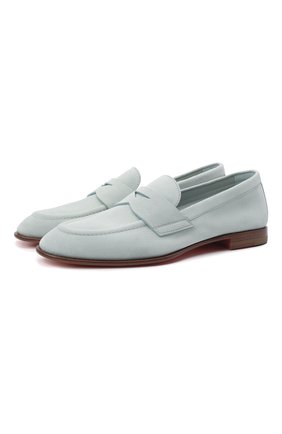 Женские замшевые лоферы SANTONI голубого цвета по цене 43200 руб., арт. WUSF59962HAFSLH0Z25 | Фото 1 Женские замшевые лоферы SANTONI голубого цвета, арт. WUSF59962HAFSLH0Z25 | Фото 1 (Материал внутренний: Натуральная кожа; Материал внешний: Кожа, Замша; Каблук высота: Низкий; Подошва: Плоская)