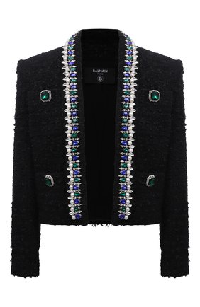 Женский жакет BALMAIN черного цвета по цене 448500 руб., арт. XF1SK230/PB01 | Фото 1 Женский жакет BALMAIN черного цвета, арт. XF1SK230/PB01 | Фото 1 (Материал подклада: Синтетический материал; Рукава: Длинные; Материал внешний: Хлопок; Длина (для топов): Стандартные; Женское Кросс-КТ: Жакет-одежда; 1-2-бортные: Однобортные; Случай: Вечерний; Стили: Романтичный)