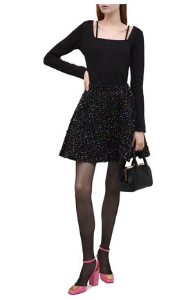 Женская юбка VALENTINO черного цвета по цене 125000 руб., арт. XB3RA8H56VK | Фото 2 Женская юбка VALENTINO черного цвета, арт. XB3RA8H56VK | Фото 2 (Материал подклада: Вискоза; Материал внешний: Синтетический материал, Вискоза; Длина Ж (юбки, платья, шорты): Мини; Женское Кросс-КТ: Юбка-одежда; Кросс-КТ: Трикотаж; Стили: Романтичный)