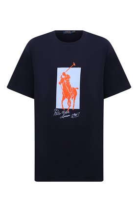 Мужская хлопковая футболка POLO RALPH LAUREN темно-синего цвета по цене 8705 руб., арт. 711857312/PRL BS | Фото 1 Мужская хлопковая футболка POLO RALPH LAUREN темно-синего цвета, арт. 711857312/PRL BS | Фото 1 (Материал внешний: Хлопок; Длина (для топов): Удлиненные; Рукава: Короткие; Принт: С принтом; Big sizes: Big Sizes)