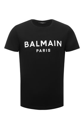 Мужская хлопковая футболка BALMAIN черного цвета, арт. XH1EF000/BB23 | Фото 1 (Материал внешний: Хлопок; Длина (для топов): Стандартные; Рукава: Короткие; Принт: С принтом)