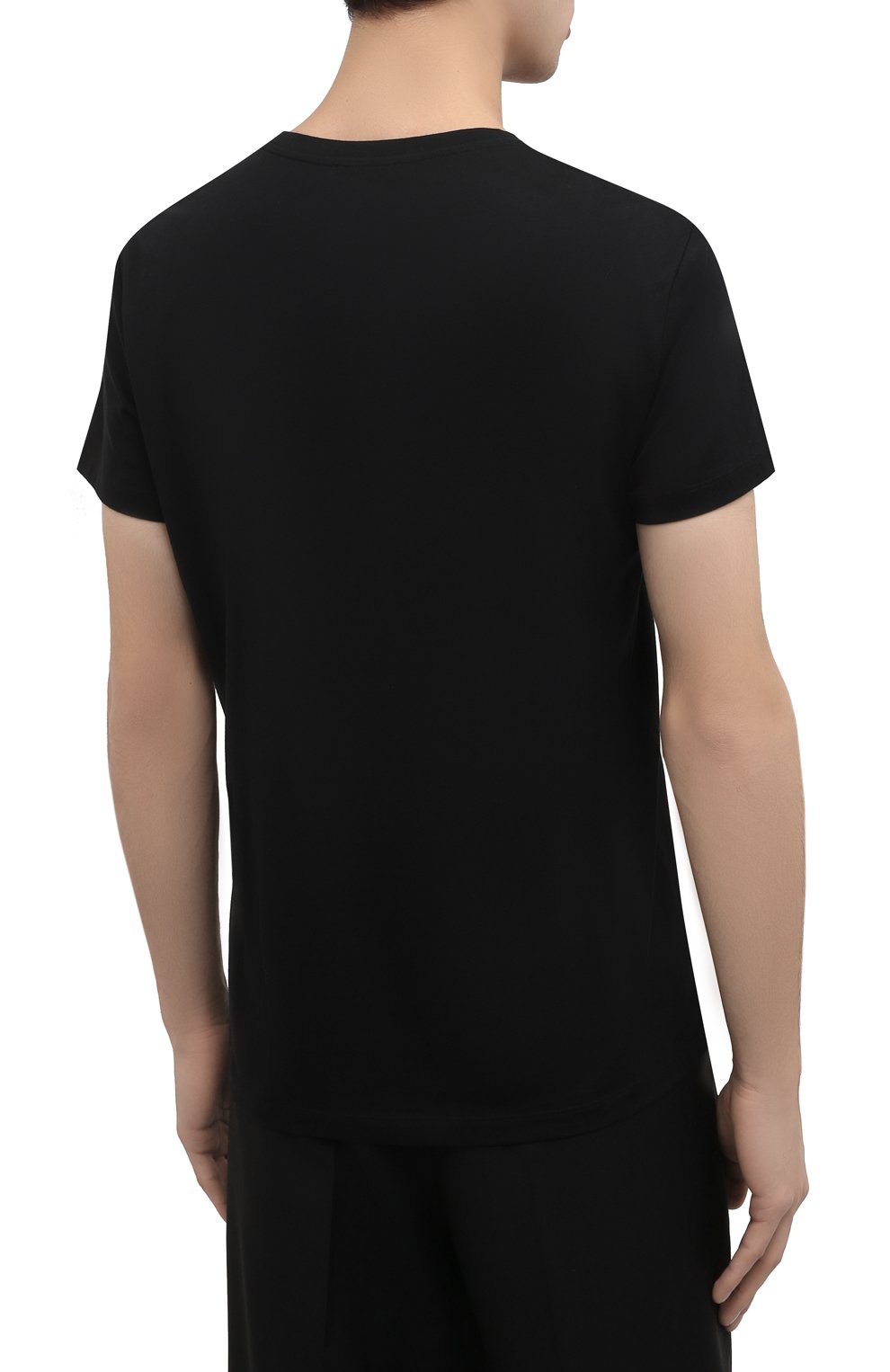 Мужская хлопковая футболка BALMAIN черного цвета, арт. XH1EF000/BB23 | Фото 4 (Рукава: Короткие; Длина (для топов): Стандартные; Принт: С принтом; Материал внешний: Хлопок; Стили: Кэжуэл)