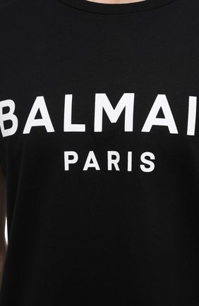 Мужская хлопковая футболка BALMAIN черного цвета, арт. XH1EF000/BB23 | Фото 5 (Рукава: Короткие; Длина (для топов): Стандартные; Принт: С принтом; Материал внешний: Хлопок; Стили: Кэжуэл)